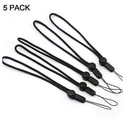 YOUOWO 5 Pack Nylon Lanyards for USB Flash Drive Cell Phone Key iPod Mp3 mp4 ID Card Badge and Other Small Electronic Devices Phone Charms (Black)