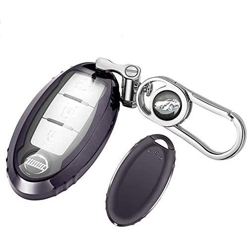 Key Fob Cover for Nissan Infiniti,Soft TPU Key Fob Case All-Around Protector Plating Shell Fit Keyless Smart Remote Key of Nissan Aitime Rogue Sentra Maxima Murano Pathfinder Sedan Infiniti - Black