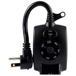 GE Sensing Timer, Plug-in, Outdoor, Weather Resistant, Dusk to Dawn, Daily Cycle, 2-4-6-8 Hours After Dark, 1 Grounded Outlet, for Landscape, Security, Seasonal Lighting, LED, 10241, Black