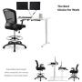 Ergonomic Mid-Back Mesh Adjustable Drafting Chair with Foot Ring, Standing-Desk Matched Tall Swivel Computer Office Stool, Black