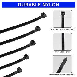 Each 100 Pack KOOWIN 4+6+8+12 Inch Self-Locking Eco-Friendly Black Nylon Plastic Cable Zip Ties Assorted Sizes Heavy Duty Wire Tie Wraps for Home, Office, Garden, Garage, Workshop (400pcs)