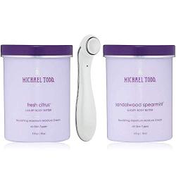 Michael Todd Soniceraser Pro Skin Infusion – 3-in-1 Sonic Tool Improves Complexion - Fresh Citrus and Sandalwood Spearmint Body Butter 18 oz each
