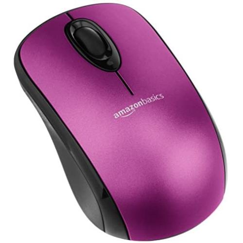 Amazon Basics Wireless Computer Mouse with USB Nano Receiver - Purple