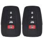 LemSa 2Pcs 4 Buttons Silicone Key Fob Cover Case Protector Holder for Toyota Camry C-HR Prius 2017 2018 2019 2020 HYQ14FBC, Black