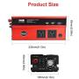 1000 Watt Inverter for Car Power Converter LncBoc Dual Ac Outlets 12V Dc to 110V Ac Modified Sine Wave Inverter With Usb Charger Battery Clips for Tablets, Laptop and Smartpho