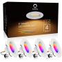 Lumary 5/6 inch LED Smart Recessed Lighting Wi-Fi Can Lights RGBWW Downlight Music Sync Simple Retrofit Installation 13W (80W Equivalent) 1100LM (5/6 in WiFi- 4)