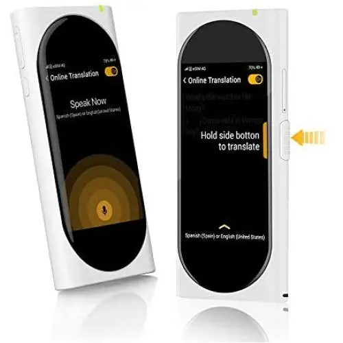 Langogo Genesis 2-in-1 AI Translator Device and Voice Recorder Transcriber, 100+ Languages Instant Two-Way Translation and Transcription Recorder, Built-in Data, 3.1inch Retina Display, White