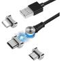 Jasput Magnetic Charging Cable,3 in 1 180°Rotation Magnetic Phone Charger Cable,Led & Nylon Braided Magnetic Charger Cable Compatible with i-Product,Micro USB and Type-c Etc (3.3ft)