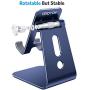 OMOTON C3 Cell Phone Stand for Desk, Larger and Exceptionally Stable, Adjustable Phone Cradle Holder with Bigger Body & Longer Arm, Compatible with iPhone, Tablets (7-10'') and More, Navy Blue