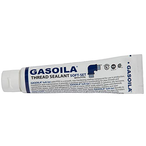 Gasoila Soft-Set Pipe Thread Sealant with PTFE Paste, Non Toxic, -100 to 600 Degree F, 2 oz Tube
