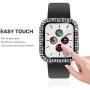 Fullife Compatible for Apple Watch Case Screen Protector 42mm, Bling Crystal Full Cover Tempered Glass Protective Case Compatible for Apple Watch Series 6/5/4/3/2/1 38mm 40mm 42mm 44mm, Black
