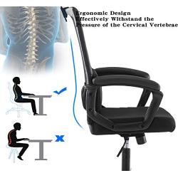 Smugdesk Ergonomic Office Chair with Adjustable Headrest, Breathable Skin Friendly Mesh Swivel Chair, Desk Chair, Computer Task Chair (Black)