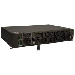 Tripp Lite Metered PDU, 30A, 18 Outlets (16 C13 & 2 C19), 208/240V, L6-30P, 12 ft. Cord, 2U Rack-Mount Power, TAA (PDUMH30HV) Black