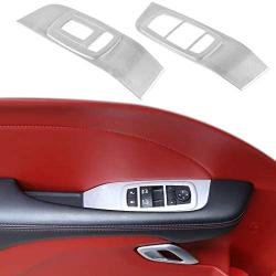 Window Lift Switch Button Panel Cover Trim Interior Accessories for Dodge Challenger 2015-2020 (Silver)