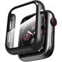 Smiling Case Compatible with Apple Watch Series 6/SE/Series 5/Series 4 40mm with Built in Tempered Glass Screen Protector- All Around Hard PC Case Overall Protective Cover (Black)