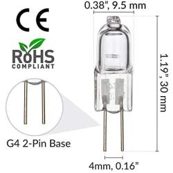 Simba Lighting Halogen G4 T3 10 Watt 120lm Bi-Pin Bulb (10 Pack) 12 Volt A/C or D/C for Accent Lights, Under Cabinet Puck Light, Chandeliers, Track Lighting, 10W 12V 2 Pin JC Warm White 2700K Dimmable