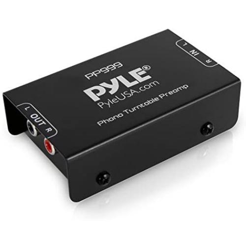 Pyle Phono Turntable Preamp - Mini Electronic Audio Stereo Phonograph Preamplifier with RCA Input, RCA Output & Low Noise Operation Powered by 12 Volt DC Adapter - PP999