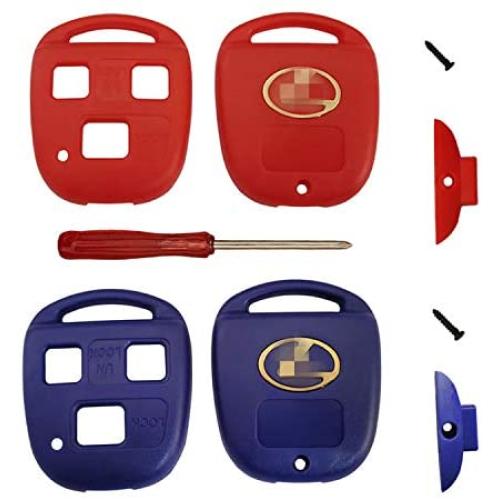 for Lexus Key Fob Shell,Replacement Key Case Housing Keyless Entry Remote Key Fob with Stickers Fit for Lexus GS300 GS400 GS430 GX470 IS300 LS400 LS430 LX470 RX300 RX330 (1 Red+1 Blue)