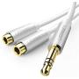 UGREEN Headphone Splitter 3.5mm Audio Stereo Y Splitter Extension Cable Male to Female Dual Headphone Jack Adapter for Earphone Headset Compatible with iPhone Samsung Tablet Laptop White