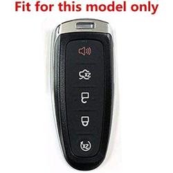 WFMJ Red Leather Remote Smart 5 Buttons Key Cover Case for Ford Edge Escape Explorer Focus Flex Taurus Fusion