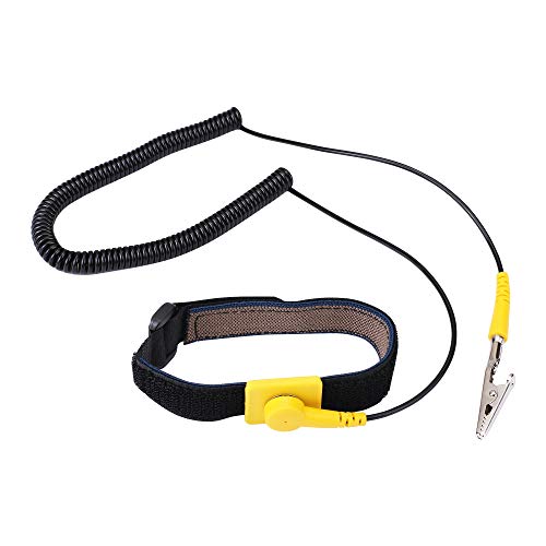 Anti Static Wrist Strap, Strap Anti Shock Wristband Bracelet with Grounding Wire, Alligator Clip, Extendable Long Cord