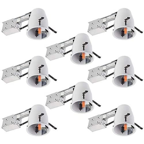 LUMINOSUM 4 Inch Remodel Recessed Can, Air Tight IC Housing, with TP24 Connector and E26 Socket, UL-Listed, 8-Pack