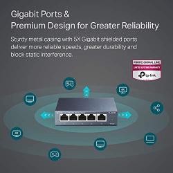 TP-Link TL-SG105 | 5 Port Gigabit Unmanaged Ethernet Network Switch, Ethernet Splitter | Plug & Play | Fanless Metal Design | Shielded Ports | Traffic Optimization | Limited Lifetime Protection