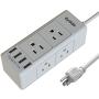 EyGde Power Strip Surge Protector with 6 Outlet Extender (3 Sided) and 4 USB Ports, Outlet Splitter with 4.5ft Extension Cord, Overload Surge Protection Sockets, Wall Mount for Home, Office (White)