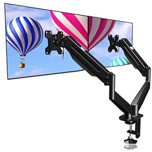 Suptek Dual Monitor Mount Stand-Height Adjustable Gas Spring Monitor Arm Desk Mount for 2 Computer Screens 17 to 27 inches - Each Arm Holds up to 13.2lbs(MD8SP)
