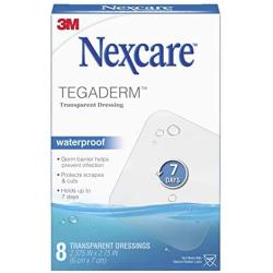 Nexcare Tegaderm Waterproof Transparent Dressing, Film, The #1 Hospital Brand, 8 Ct, 2-3/8 In X 2-3/4 In