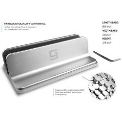Adjustable Laptop Stand Dock | Compatible with All Laptops | Vertical Modern Aluminum Custom Fit Desktop Space-Saving & Portable (Silver)