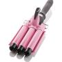 Alure Three Barrel Curling Iron Wand with LCD Temperature Display - 1 Inch Ceramic Tourmaline Triple Barrels, Dual Voltage Crimp