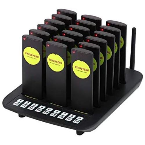 BYHUBYENG Social Distancing Buzzer Restaurant Pager System with 18Pcs Coaster Pagers Long Range Wireless Calling System for Clinic Food Truck Church