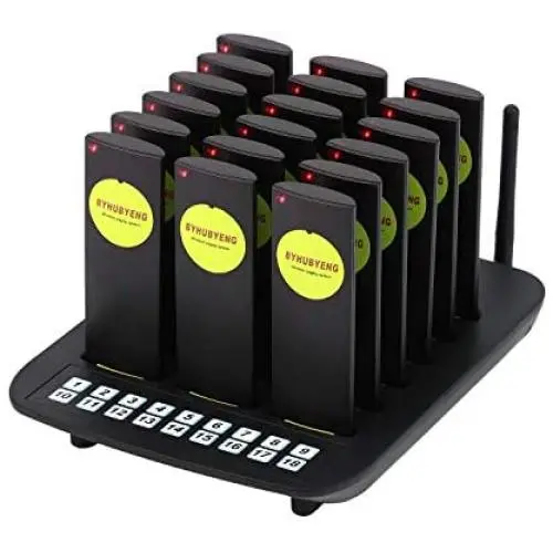 BYHUBYENG Social Distancing Buzzer Restaurant Pager System with 18Pcs Coaster Pagers Long Range Wireless Calling System for Clinic Food Truck Church