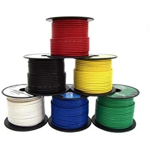 16 Gauge Wire Combo 6 Pack 12V 100FT per Roll (600 ft Total) 16 Gauge Auto Wire Copper Clad Aluminium Low Voltage 16 Gauge Wire