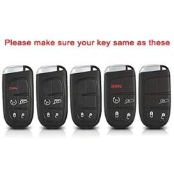 ROYALFOX 3 4 5 Buttons Silicone Carbon Fiber Smart Key Fob case Cover for Jeep Cherokee Compass Renegade Grand Cherokee, Dodge Charger Challenger Dart Journey Durango Grand Caravan RAM (Carbon Fiber)