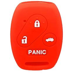 WERFDSR Sillicone key fob Skin key Cover Keyless Entry Remote Case Protector Shell for Honda Accord Civic CRV EX SE Element Pilot 4 button smart remote red