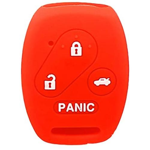 WERFDSR Sillicone key fob Skin key Cover Keyless Entry Remote Case Protector Shell for Honda Accord Civic CRV EX SE Element Pilot 4 button smart remote red
