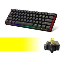 DK61E 60% Mechanical Gaming Keyboard with Fastest Yellow Gateron Optical Switch, RGB Backlit Wired PBT Keycap Waterproof Type-C Compact 61 Keys Computer Keyboard with Full Keys Programmable by DIERYA