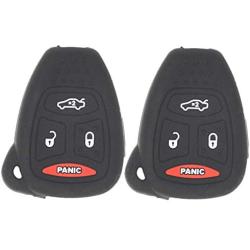 WFMJ 2Pcs Black Silicone Smart 4 Buttons Remote Key Case Cover Bag for 2006 2007 Jeep Grand Cherokee Dodge Chrysler Magnum Durango Charger 300