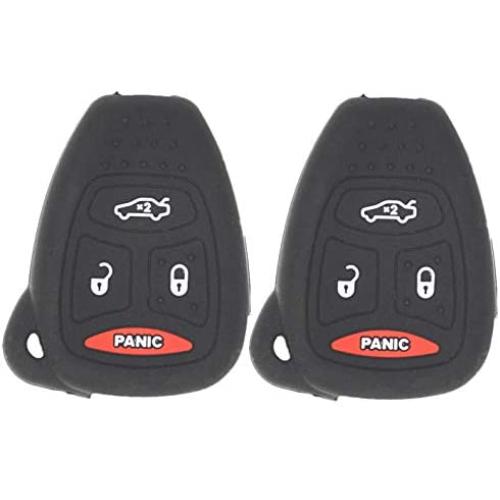 WFMJ 2Pcs Black Silicone Smart 4 Buttons Remote Key Case Cover Bag for 2006 2007 Jeep Grand Cherokee Dodge Chrysler Magnum Durango Charger 300