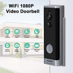 XODO VD1 Smart Home Wireless Security Camera with Night Vision - Waterproof Video Doorbell/WiFi 1080P HD 166°Wide Angel/2-Way Audio/No Monthly Fee/Real-Time Alerts/Rechargeable Batteries/32GB SD Card