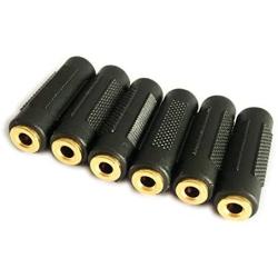 3.5mm Stereo Jack to 3.5mm Stereo Jack Female to Female Adapter Connector Gold Plated (6 Pack)