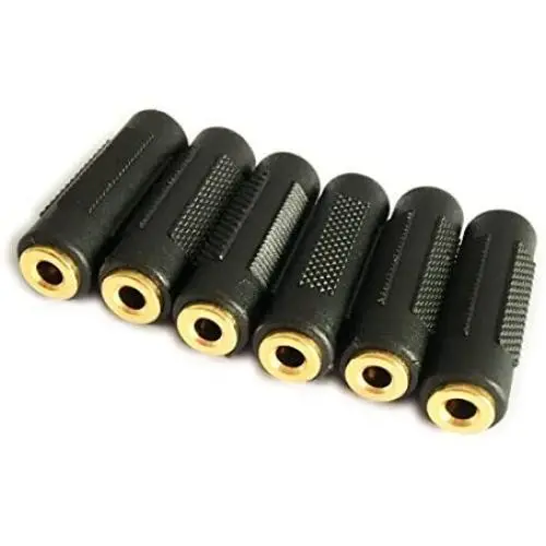 3.5mm Stereo Jack to 3.5mm Stereo Jack Female to Female Adapter Connector Gold Plated (6 Pack)