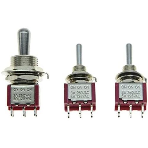 SALECOM 1x Guitar/AMP Fat Bat Toggle Switch DPDT 3 Way ON ON ON and 2x Mini Toggle Switches On/On/On