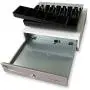 HK SYSTEMS 13'' Heavy Duty Compact White Manual Push Open Cash Drawer with 4 Bill /5 Coin Till Stainless Steel Front 