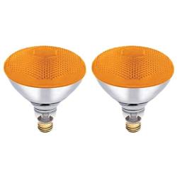 Dysmio Lighting 100 Watt 120 Volt Flood BR38 E26 Incandescent Light Bulb Amber 2 Pack