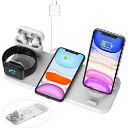 Sowsusui Wireless Charger, 6 in 1 Wireless Fast Charging Station for Apple Watch/AirPods Pro/iPhone 12 Series/SE 2020/iPhone X/XS/XS Max/XR/8/8 Plus/iPhone 11/11 Pro/11 Pro Max Samsung S20/S10