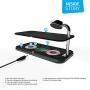 Dual 10-Watt Aluminum Wireless Charging Pad and Watch Charger Station, Qi and MFi Certified, Supports Apple and Samsung Fast Charge, Adapter Included, Black