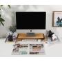 EasyPAG Bamboo Computer Monitor Stand 20.5 inch Desktop Monitor Riser with Silicone Anti-Slip Feet PC Keyboard Storage for Office, Home, School,1 Pack